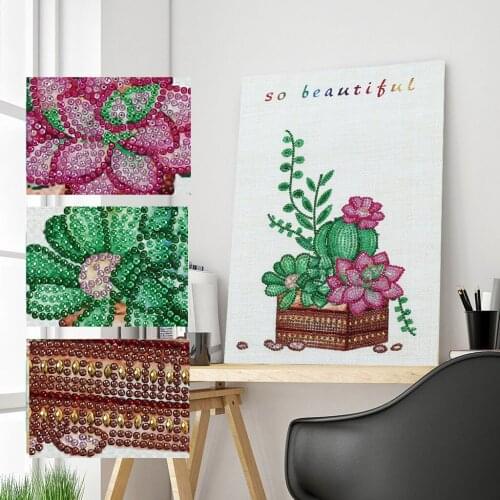 Special Shape Diamond Painting Partial Drill 5D Succulent Plant Crystal Diamond Art Kit Embroidery Cross Stitch Paint By Numbers