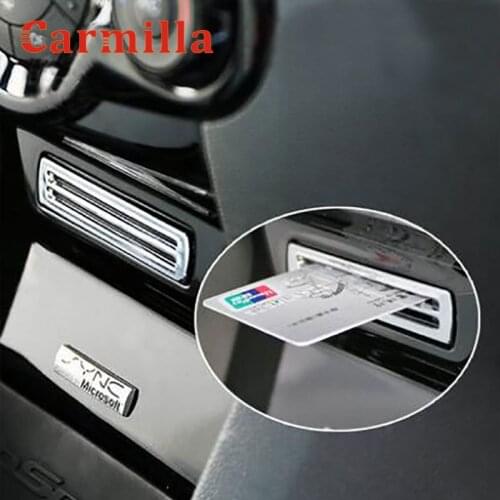 Carmilla ABS Chrome Car Center Post Card Parking Solt Sequin Trim Sticker for Ford Fiesta MK7 2009 - 2014 Interior Accessories