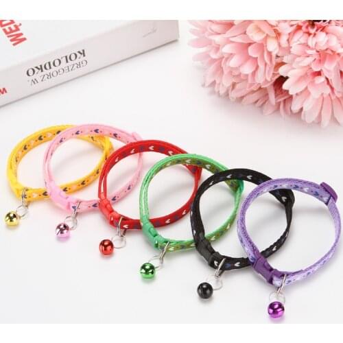 Chihuahua Adjustable Dog Collar for Small Dogs Cute Cat Collar with Bell Puppy Accessories Necklaces for Cats Pink Kitten Collar
