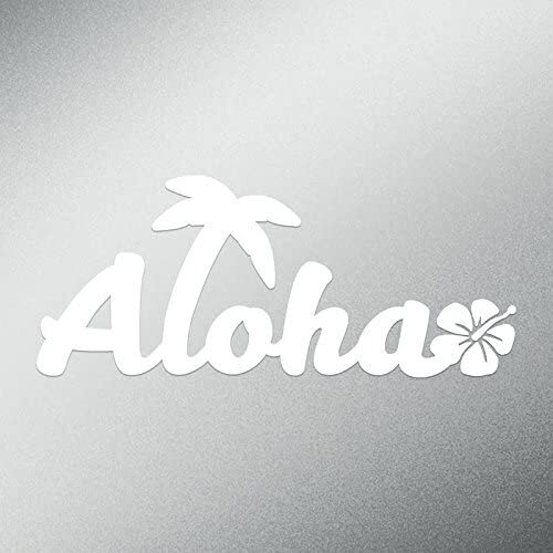 CMI DD546 Aloha Hibiscus Flower Decal Sticker | 5.5-Inches by 2.25-Inches | Premium Quality White Vinyl 15*15cm