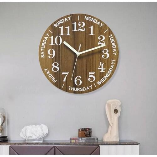 Wooden Wall Clock Silent Decorative Home Office Glow in the Dark Clocks Frameless Kitchen Wall Clocks Decoration
