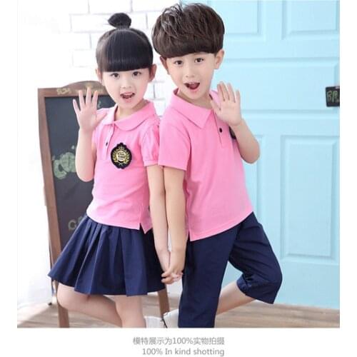 Kids New School Uniforms Girls Primary School Wear Boys Short Sleeve Kindergarten Uniforms Childrens 2pcs Top Pant Skirt D-0518