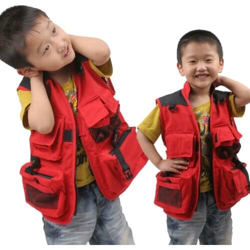 Childrens Outdoor Fishing Vest Canvas Multi Pocket Breathable Waistcoat Boys Girls Camping Hunting Training Sport Tactical Vests