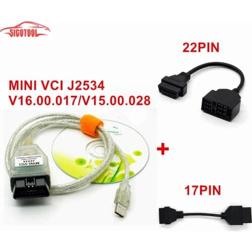 Hot Sale Single Cable Mini-VCI J2534 FOR TOYOTA TIS Techstream V12.00.127 Diagnostic Cable MINI VCI With FT232RL Chip Free Ship