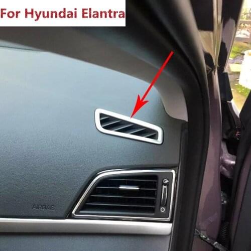 For Hyundai Elantra Avante 2016 2017 6th 2pcs Car Interior Upper Air Condition AC Vents Outlet Cover Trim Frame Chromium Styling