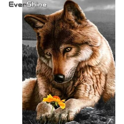 Evershine 5D DIY Diamond Embroidery Wolf Cross Stitch Mosaic Diamond Painting Animals Rhinestones Art Home Decoration