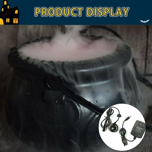Halloween Witch Pot Smoke Machine Mist Maker Fogger Water Fountain Fog Machine Changing Party Prop Halloween DIY Decorations New