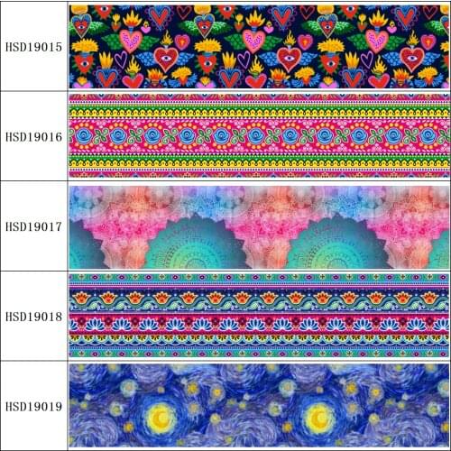 HSDRibbon free shipping 3" 75mm heat transfer printed hsd-design series Grosgrain Ribbon 50Yards/Roll