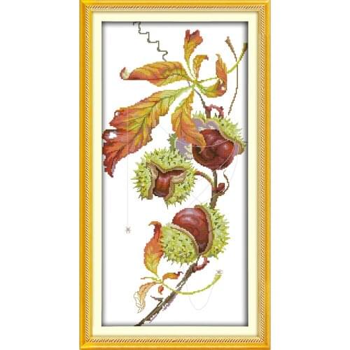 Joy Sunday Chestnut Tree Chinese Cross Stitch Kits Ecological Cotton Clear Stamped Printed 11CT DIY Wedding Decoration For Home