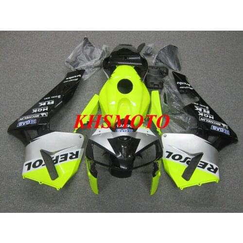 Injection Mold Fairing Kit for CBR600RR 05 06 CBR 600RR F5 2005 2006 CBR600 ABS Green Silver Bodywork+Gifts HX53