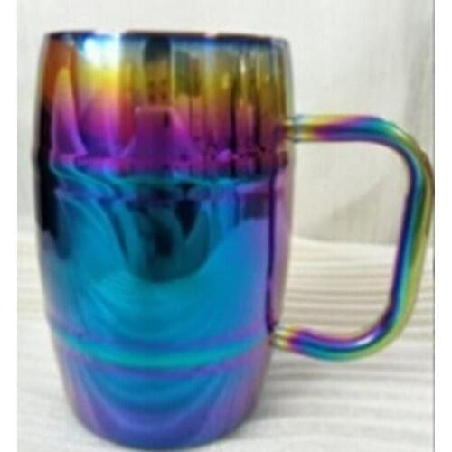 Stainless steel colorful Beer Glass 500ml