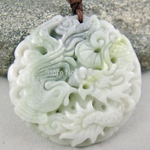 Lantian chalcedony Dragon and Phoenix Amulet Pendant 323#+New
