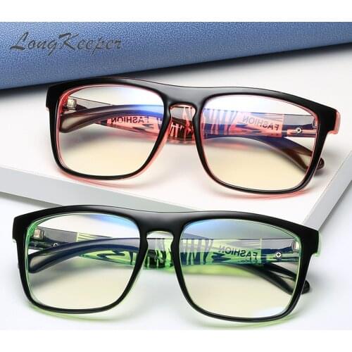LongKeeper Men Anti Blue Light Blocking Glasses Frame Women Computer Gaming Eyewear Square Clear Lens Spectacles Anti-UV Oculos