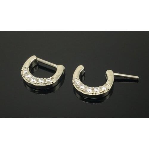 1 Piece Fashion Womens Nose Rings Septum With Crystal Silver Plated 1.2mm 16G Simple European Style Body Piercing Jewelry New