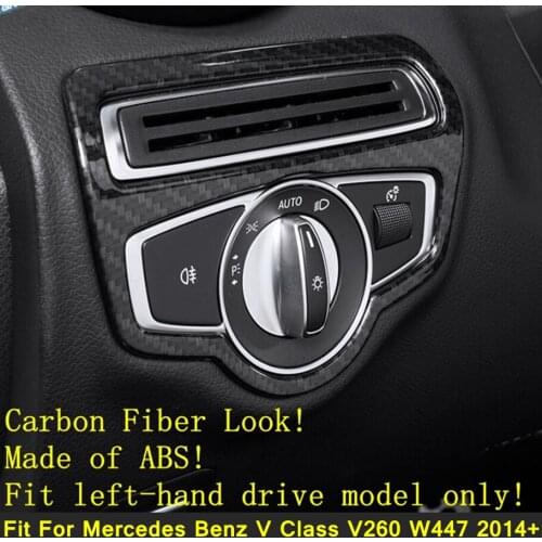 Lapetus Head Lights Switch Button Cover Trim ABS For Mercedes Benz V Class V260 W447 2014 - 2021 Matte / Carbon Fiber Interior