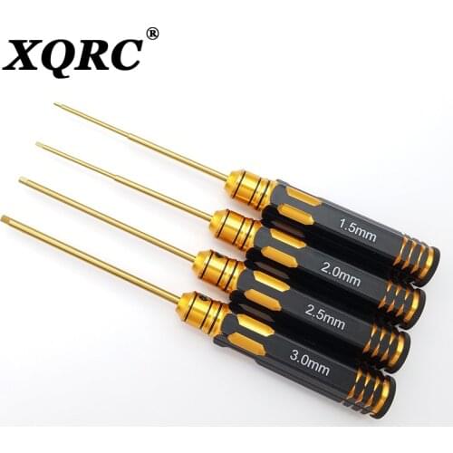 RC Tools 4 pcs hex screw driver set titanium plating hardened 1.5 2.0 2.5 3.0mm screwdriver For Rc helicopter Rc toys (1 set)
