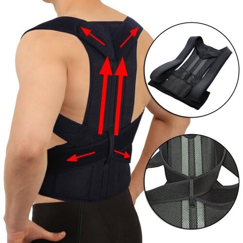 Silver Black Adjustable Care Back Posture Corrector Brace Support Belt Spine Shoulder Lumbar Posture Correction Belt Women Men