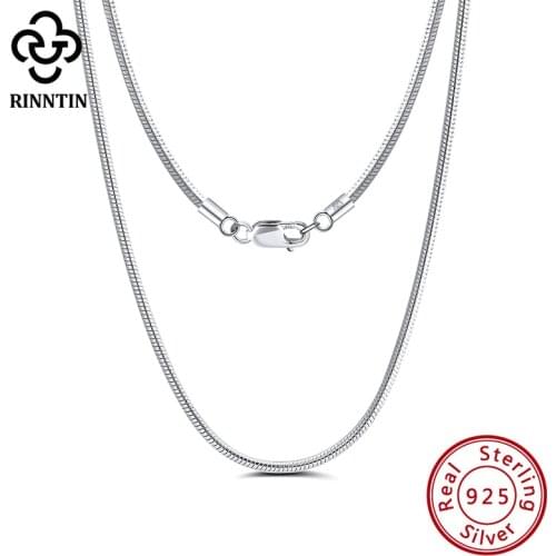 Rinntin S925 Silver 2.0mm Round Snake Chain Women Men Thick Necklace for Pendant Different Length Luxury Jewelry Wholesale SC31