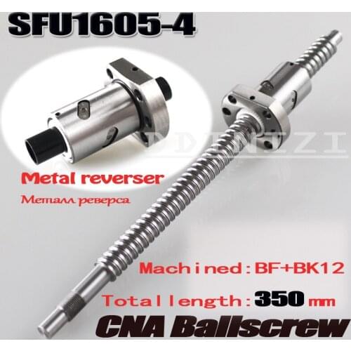 SFU1605 350mm RM1605 350mm SFU1605-4 Rolled Ball screw 1pc+1pc ballnut + end machining for BK/BF12 standard processing