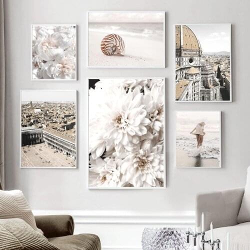 Venice Beach Boat Conch Girl Dahlia Quote Wall Art Canvas Painting Nordic Posters And Prints Wall For Living Room Decor Pictures