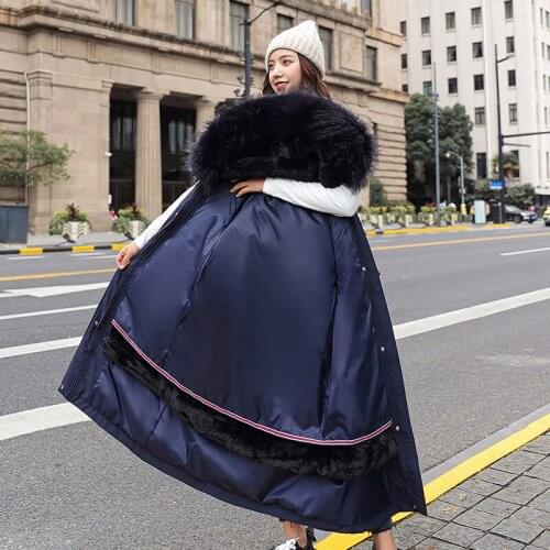 Vielleicht Winter Jackets For Women Long Solid Wool Liner Long Female Parkas Plus Size Hooded With Fur Collar Thick Coat Y827