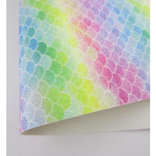 1pcs A4 ( 8" X 11" ) mermaid fine glitter leather Faux leather For craft & Sewing & bow DIY F0505
