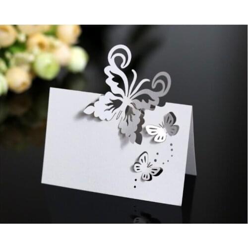 100PCS/LOT Laser Cut Butterfly High Quality Table Name Card Wedding Birthday Christmas Party Decoration