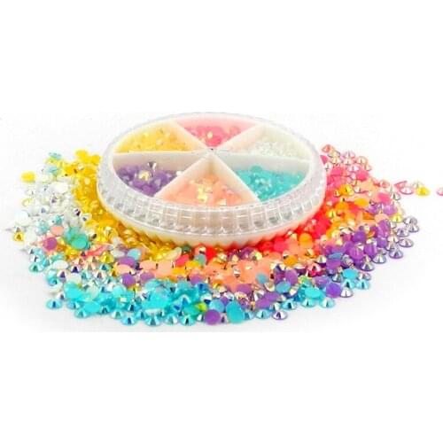 27RC 6 Grids Flatback Nail Art Decorations Multi Color for Nails Ornaments Manicure