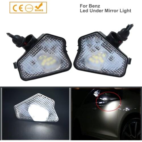 2x 6000K White LED Under Side Mirror Light Puddle Lamps For M.ercedesW176 W242 W246 W204 C207 W212 W221 W156 W219 C219 X204