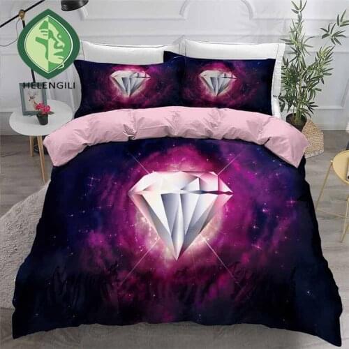 HELENGILI 3D Bedding Set Diamond Print Duvet Cover Set Bedclothes with Pillowcase Bed Set Home Textiles #ZS03