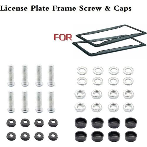 8 Pcs Black Car License Plate Frame Security Screw Bolt Caps Covers For Cars Truck
