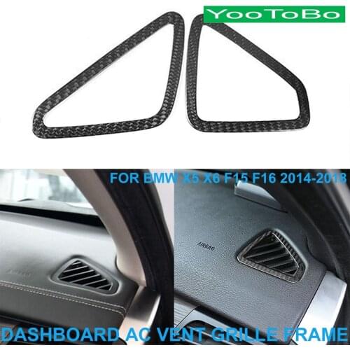 LHD RHD Car Styling Real Carbon Fiber Dashboard AC Air Conditioner Vent Grille Frame Cover Trim For BMW X5 X6 F15 F16 2014-2018
