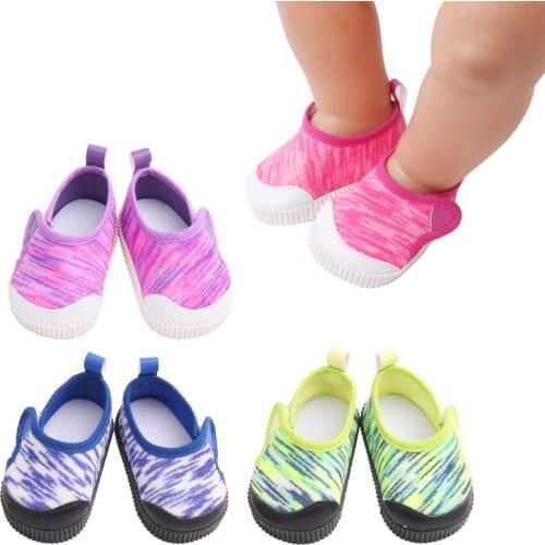 40-43 Cm Baby Boy Dolls Sports Shoes Canvas Girls Newborn Sneakers Toys Accessories Fit 18 Inch American Doll Gift g178
