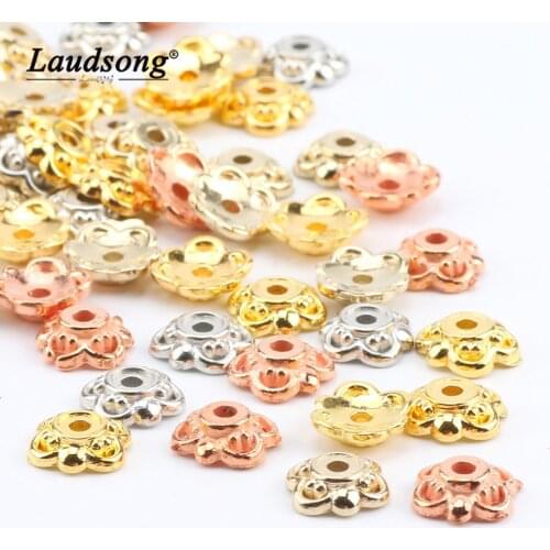 200PCS 9MM Flower Shape End Cap Beads For Handmade Bracelet Connection Accessories DIY Jewelry Making Spacer Beads