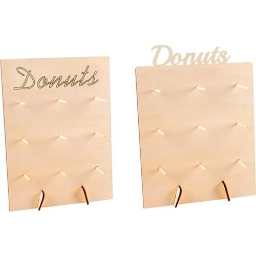 2Pcs Wooden Donut Wall Stand Donut Party Decoration Doughnut Holder Bride Wedding Party Decor Birthday Party Supplies Baby Sho