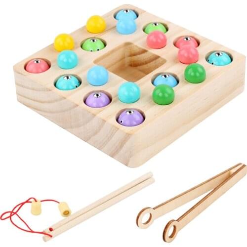 New Montessori Wooden Toys Magnetic Fishing Games Board Early Educational Toy Shape Color Cognition Learning For Children Gifts
