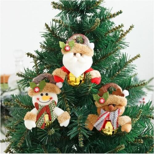 Home Décor Christmas Jingle Bell Ornaments Santa Snowman Reindeer Plush Doll Hanging Pendants Cute