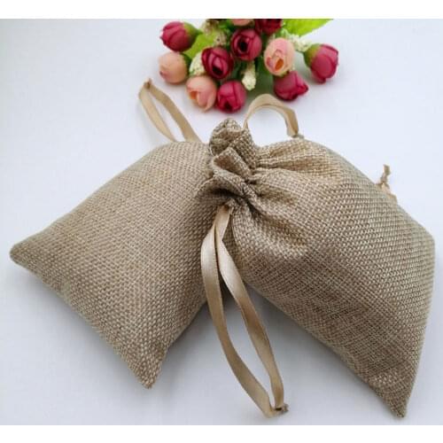 15x20cm 10pcs Ribbon Jute Bag Gift Bags For Jewelry Pouches Gift Bags Wedding Christmas Sack Bag Drawstring Woman Travel Storage