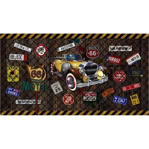 Custom mural wall paper 3 d Barbed wire nostalgic retro car license plate bar restaurant photo Wallpaper in the living room