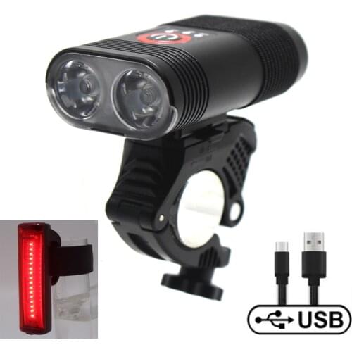 USB Rechargeable Bike Light Super Bright Waterproof Bicycle Headlight and Taillight Easy to Mount Fits Mountain Road Kids Bike