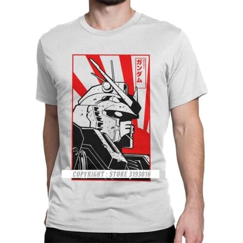 Printed T-Shirt Gundam Head T Shirts Anime Mech Robot Mecha Japan Harajuku Gunpla Tshirt Mens Casual Camisa Tee