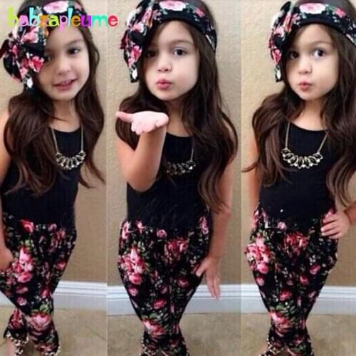 3PCS/0-7Years/Summer Fashion Kids Clothes Brands Vest+Pants+Headband Toddler Costume For Baby Girls Children Clothing Set BC1135