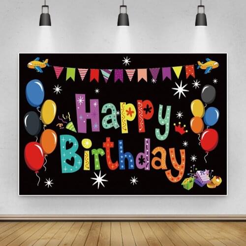 Laeacco Happy Birthday Party Baby Cartoon Balloons Baby Toys Photozone Photophone Photographic Background Photo Backdrop Photo