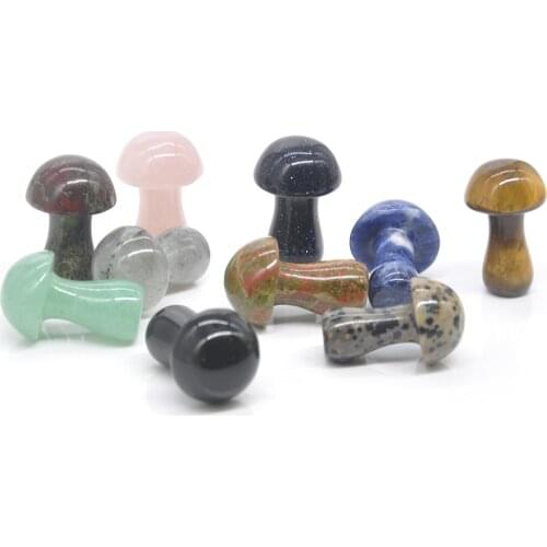 Mini Mushrooms Figurine Natural Stones Carved Crafts Decor Quartz Healing Crystal Reiki Statue Trinket Gift Gems Room Ornament