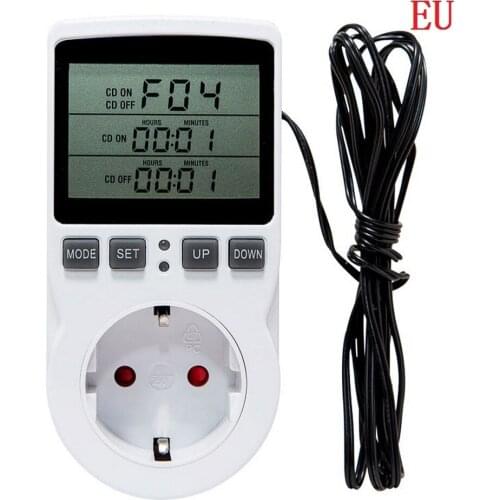 Multifunctional Thermostat Electronic Digital Timer Temperature Controller Socket with Timing Switch Sensor Probe 110-220V