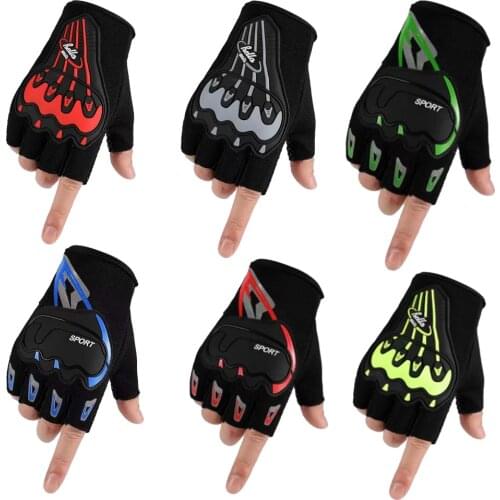 Motorcycle Slip Shock Breathable Fishing Hiking Gel Cycling Half Finger Gloves Men Women Outdoor Sports