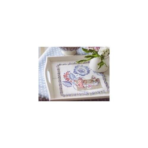 ZZ Little Pirate Counted Cross Stitch Kit Cross stitch RS cotton with cross stitch Blue Flower and Porcelain Cup Breakfast