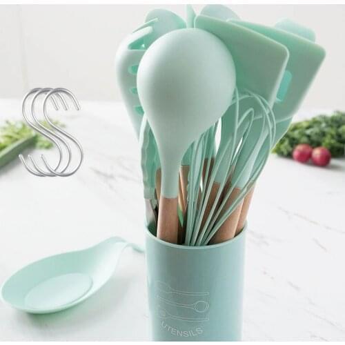 9/10/11/12PCS Tong Spatula Cooking Silicone Utensils Set Turner Soup Spoon Shovel Oil Brush Cooking Kit