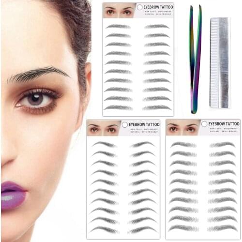 False Eyebrows 6D Hair-like Eyebrow Tattoo Sticker Waterproof Lasting Makeup Face Temporary Tattoo Stickers Eyes Tattoo Cosmetic