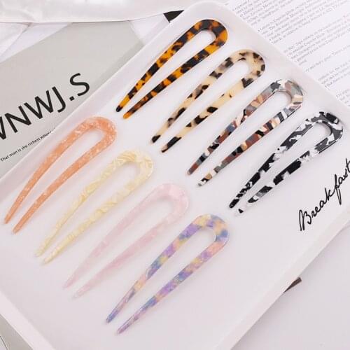 New Acetate U Shape Hair Sticks for Women Shell Hair Clip Hair Pins Girls Hairpins Hair Bun Maker Wedding Chic Hair Accessories